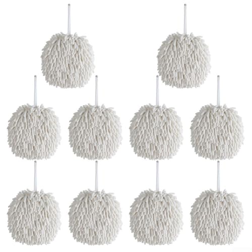 Chenille-Plüsch-Handtücher, schnelltrocknend, 10 Stück, für schnelle Absorption in Küchen und Badezimmern (weiß) von CARMOTTER