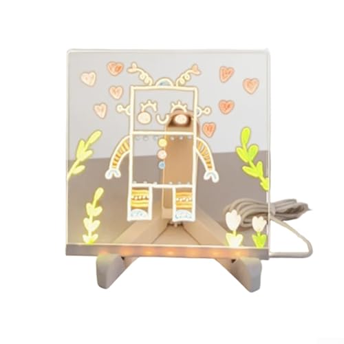 DIY LED-Zeichenbrett, LED-Nachrichtenbrett für Kinder zum Zeichnen, Schreiben und Lernen mit interaktiver handgefertigter Kunst und Nachtlicht (15 x 15 cm) von CARMOTTER