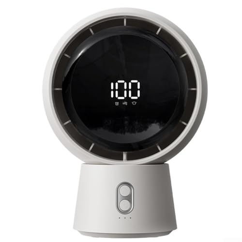 Desktop-Ventilator, wiederaufladbarer Schreibtischventilator mit LED-Display, ferngesteuerter 100 Geschwindigkeits-Schreibtischventilator, leise, oszillierender Kühler (weiß) von CARMOTTER
