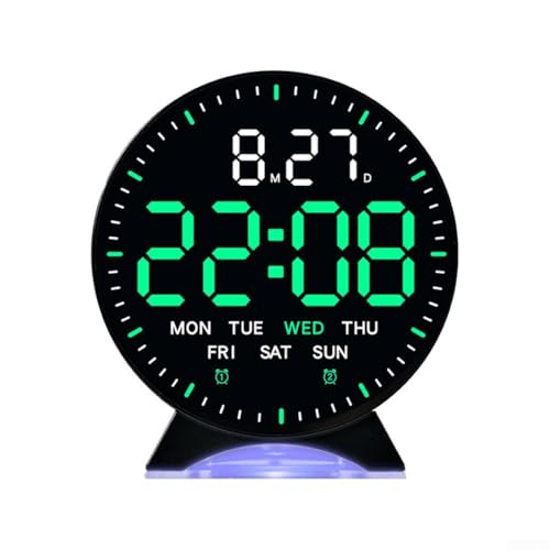 Digitaler Wecker, elektronische Uhr mit Dual-Alarm, Datums- und Tagesanzeige, laufender Sekundenzeiger und Schlafmodus für Nachtgebrauch (H) von CARMOTTER