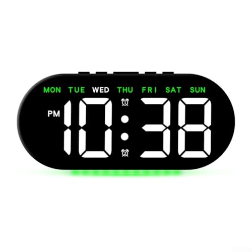 Digitaler Wecker mit LED-Anzeige, Wecker am Bett, für Zuhause, Büro oder Schlafsaal mit einstellbarer Helligkeit (grünes Licht) von CARMOTTER
