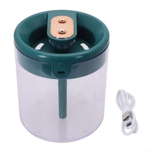 Doppeldüse 2L USB Luftbefeuchter mit großer Kapazität, leiser Betrieb unter 36 dB, einstellbare Sprühmodi und Echtzeit-Feuchtigkeitsanzeige für Schlafzimmer und Arbeitsbereiche (Grün) von CARMOTTER