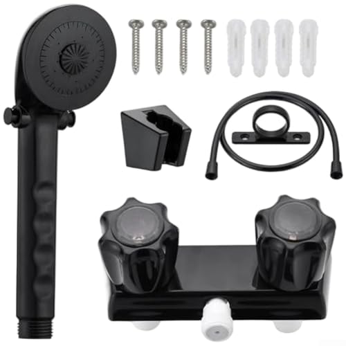 Duschkopf-Set, Handbrause und Schlauch, Wandmontage, Duscharmatur-Set für Badezimmer-Armaturen, Handbrausen (schwarz) von CARMOTTER