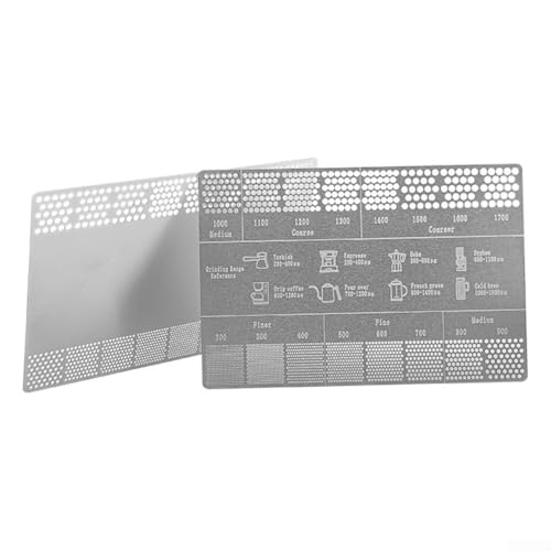 Edelstahl-Kaffeemühle Größenreferenzkarte mit umfassender Skala für genaue Messung von türkischem Espresso Mokka Syphon Tropfkaffee (Silber) von CARMOTTER