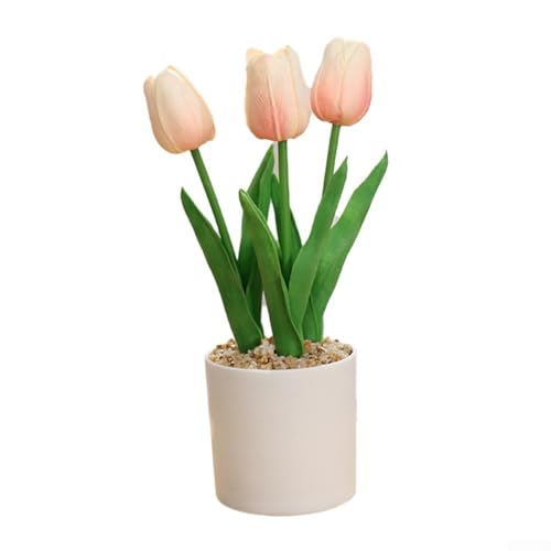 Einfach zu arrangierende PU-Tulpe künstliche Blumen dekorative Innenornamente für individuelle Displays (hellgelb) von CARMOTTER