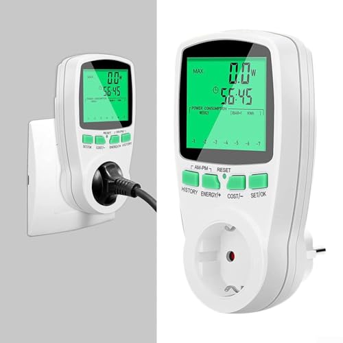 Einspeisezähler Steckdose Solar，Stromzähler für Balkonkraftwerk,Mini-PV-Anlagen Mini-Solaranlagen LCD Bildschirm Hintergrundbeleuchtung grün von CARMOTTER