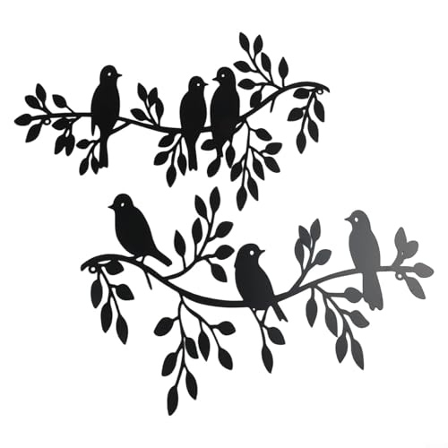 Eleganter Metall-Vogel-Wandbehang mit sechs Silhouetten auf Olivenreben für zeitlose Dekoration Eleganter Metall-Vogel-Wandbehang mit sechs Silhouetten auf Olivenreben für zeitlose Dekoration von CARMOTTER