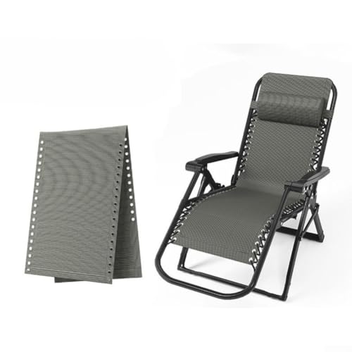 Ersatz-Lounge-Sessel-Stoff mit praktischem Seilband, 160 x 48 cm, Strand-Sessel, Segeltuch, für den Außenbereich (grau) von CARMOTTER