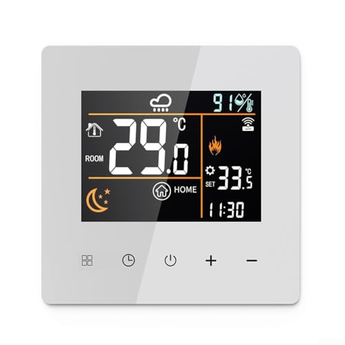 Für Tuya Smart Thermostat, Smart Wireless Thermostat, programmierbar montiert mit Digitalanzeige, für Smart Scheduling (Weiß-16A) von CARMOTTER