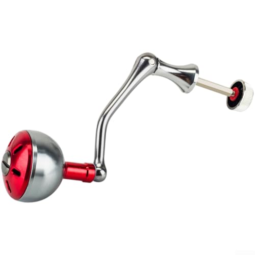 Ganzmetall-Angelrollengriff-Ersatz mit drehbarem Kugelknopf für reibungslose Rotation und Leistung bei den meisten drehbaren Rollenmodellen (große Größe, rot) von CARMOTTER
