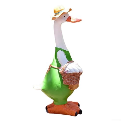 Gartenfigur Ente aus Kunstharz für Außendekoration, wetterbeständige Skulptur für Terrasse, Hof und Innenbereich (D) von CARMOTTER