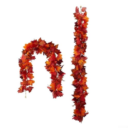 Herbst-Ahornblatt-Girlande, künstliche 1,75 m Ahornblatt-Girlande für saisonale Herbstdekoration, passend für Kaminsims, Treppenhäuser, Tische und Türen (Farbe C 1,75 m) von CARMOTTER