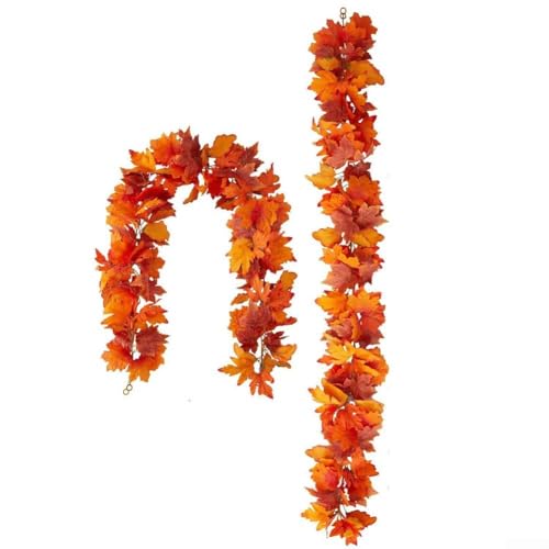 Herbst-Ahornblatt-Girlande, künstliche 1,75 m Ahornblatt-Girlande für saisonale Herbstdekoration, passend für Kaminsims, Treppenhäuser, Tische und Türen (Farbe D 1,75 m) von CARMOTTER