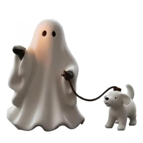 Hundestatue für Halloween-Dekoration, Kunstharz, wetterbeständig, für drinnen und draußen, leichte Figur, perfekt für saisonale Akzente in Haus oder Garten (Spaziergang mit dem Hund) von CARMOTTER