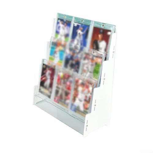Kartenständer mit drei Acrylablagen, Acryl-Karten-Display-Ständer für Sammelkarten mit funktionalem offenem Design (weiß) von CARMOTTER