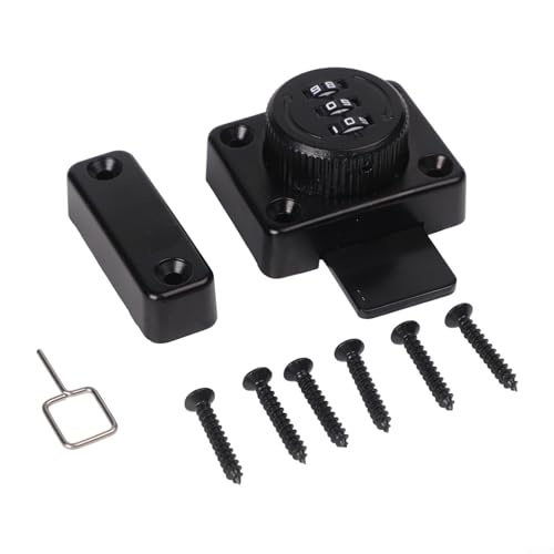 Kombinationsriegel, 3-stellige schlüssellose Schnappschloss, Zinklegierung, schlüsselloses Schubladenschloss, für Scheunentürschrank (schwarz) von CARMOTTER