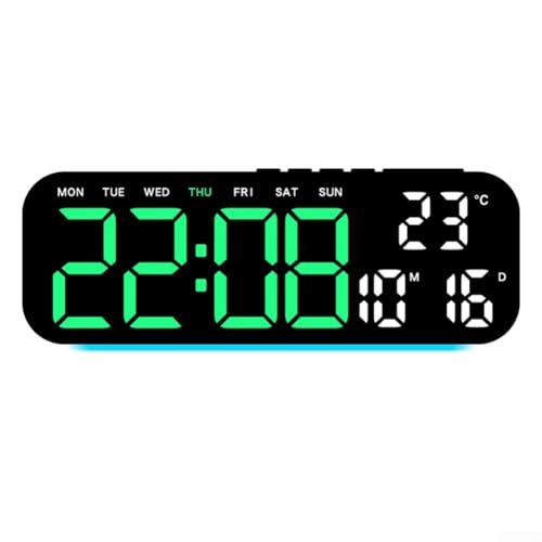 LED-Wecker, multifunktionale Uhr mit Temperatur-, Datums- und Tagesanzeige, einstellbares Umgebungsfarblicht für Raumatmosphäre (B) von CARMOTTER