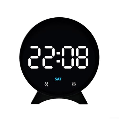 LED-Wecker, multifunktionales Display, Wecker zeigt Datum, Tag, Weckzeit und Temperatur mit einstellbarer Helligkeit (F) von CARMOTTER