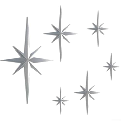 Moderne Retro-3D-Stern-Wand-Skulptur-Set mit sechs Sternen für stilvolle Raumdekoration (Silber) von CARMOTTER