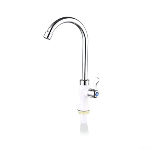 Nur Kaltwasser-Wasserhahn, Einloch-Küchenspüle, geeignet für Küchen, Bars und Badezimmer gleichermaßen (weiß) von CARMOTTER