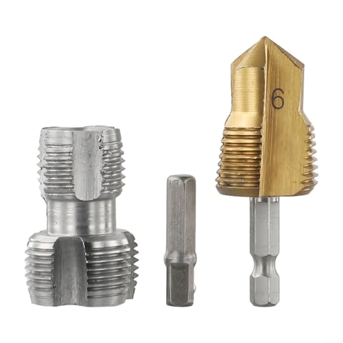 PPR-Wasserrohrbohrer und Gewindeöffner mit Sechskantgriff für PVC-Rohre (B) von CARMOTTER