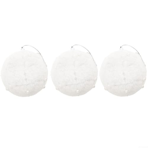 Perlen-verzierte Plüsch-Weihnachtskugel, Ornamente für Baum und Heimdekoration, geeignet für saisonale und Veranstaltungen, Weiß, 8 cm Perlen-verzierte Plüsch-Weihnachtskugel, Ornamente für Baum und Heimdekoration, geeignet für saisonale und Veranstaltungen, Weiß, 8 cm von CARMOTTER