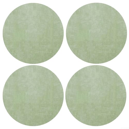 Runde Platzsets, wasserdicht, PVC, 4 Stück, für Esstisch, leicht zu reinigen (grün) von CARMOTTER