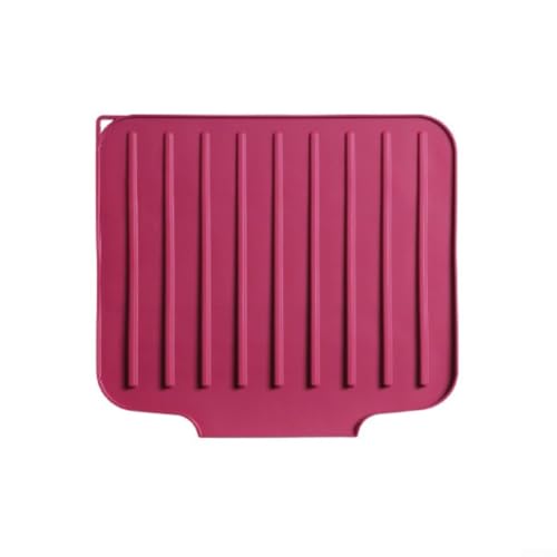 Rutschfeste Silikon-Abtropfmatte für Küchentheken, erhöhtes Design mit diagonalen Rillen zur Verbesserung der Luftzirkulation und zum Trocknen von Oberflächen (rot) von CARMOTTER