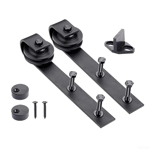 Schiebetür-Hardware-Kit, 2-teiliges Rollen-Set für Holztüren für einzelne glatte und leise Schiebetore, Ersatzteil, Holztür-Rollenbahn-Hardware-Set von CARMOTTER