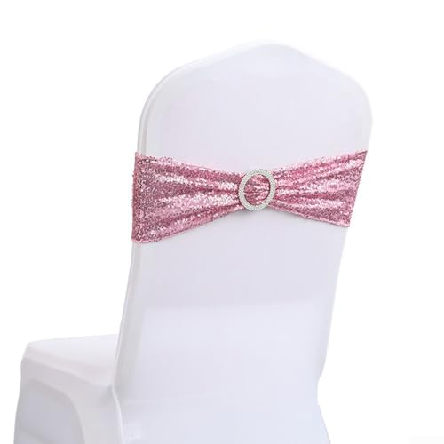 Schlanke, dehnbare Schärpen für Stühle, perfekte Dekoration für Feiern (Rosa) von CARMOTTER