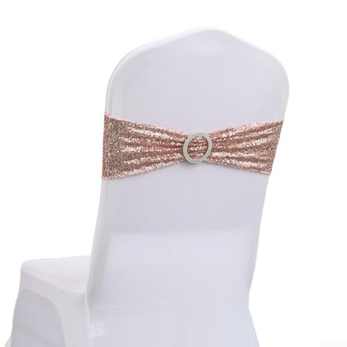 Schlanke, dehnbare Schärpen für Stühle, perfekte Dekoration für Feiern (Roségold) von CARMOTTER