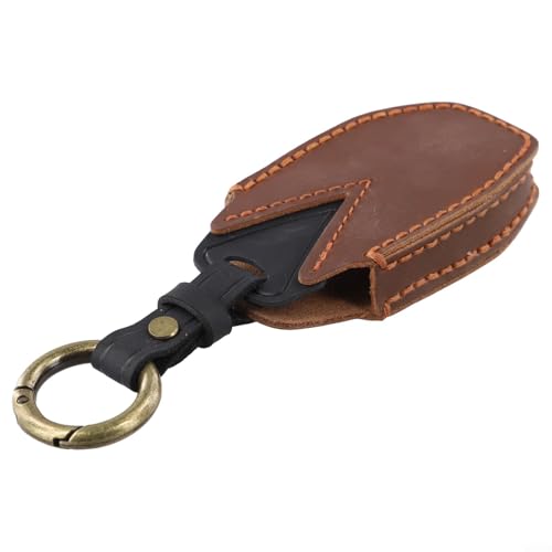 Schlüsselhülle aus Rindsleder für Ford 3 + 5 Tasten, 360-Grad-Schutz mit einzigartigem geprägtem Design (Schwarz 5 Schlüssel) von CARMOTTER