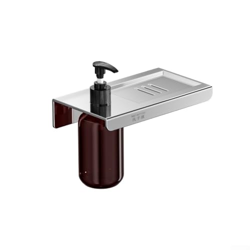 Seifenspender aus Edelstahl mit Aufbewahrungsregal, wandmontiertes Design mit durchscheinendem Körper zur Überwachung des Seifenstands und einfaches Nachfüllen, 300 ml Fassungsvermögen (F) von CARMOTTER