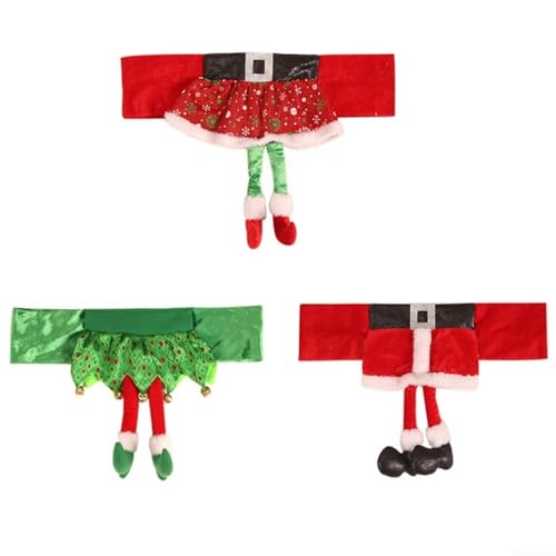Set mit 3 Weihnachts-Stuhl-Schärpen, Stretch-Stoff, Esszimmerstuhlhussen mit festlichen Glöckchen für Feiertage und Feiern Set mit 3 Weihnachts-Stuhl-Schärpen, Stretch-Stoff, Esszimmerstuhlhussen mit festlichen Glöckchen für Feiertage und Feiern von CARMOTTER