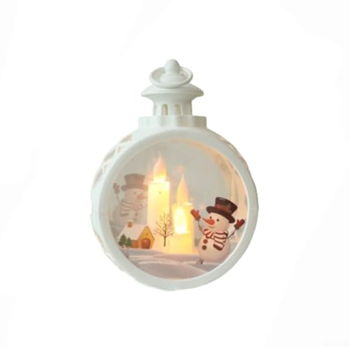 Sichere flammenlose Kerze Weihnachtslaterne mit Vintage-Design, perfekt für warme und gemütliche Beleuchtung zu Urlaubsdekorationen drinnen und draußen (Schneemannweiß) von CARMOTTER