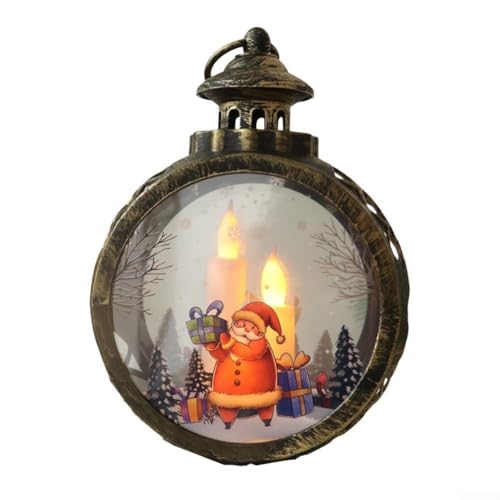 Sichere flammenlose Kerze Weihnachtslaterne mit Vintage-Design, perfekt für warme und gemütliche Beleuchtung zu Urlaubsdekorationen drinnen und draußen (alter Mann Bronzefarbe) von CARMOTTER