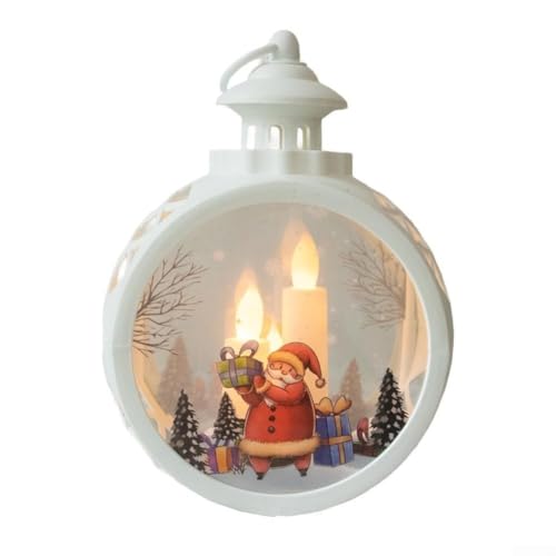 Sichere flammenlose Kerze Weihnachtslaterne mit Vintage-Design, perfekt für warme und gemütliche Beleuchtung zu Urlaubsdekorationen drinnen und draußen (alter Mann weiß) von CARMOTTER