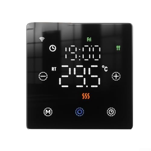 Smartes Thermostat, WiFi Smart Digital Temperaturregler mit anpassbarer Wochenplanung für Gaskessel (schwarz) von CARMOTTER
