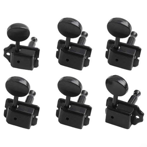 Stimmwirbel für E-Gitarren, Vintage-Stil, offenes Loch, silberfarben, 6 Stück (schwarz) von CARMOTTER