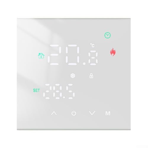 Temperaturregler mit Touchscreen LCD Display zur Verwaltung von Heizungsanlagen mit vordefinierten Temperatur- und Zeiteinstellungen (3A weiß) von CARMOTTER