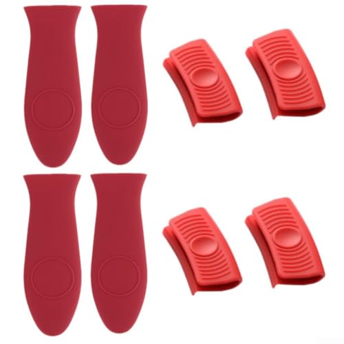 Topfgriffe und Griffhalter aus Silikon, hitzebeständig, Zubehör für sichere Handhabung von Bratpfannen, Rot, 8 Stück Topfgriffe und Griffhalter aus Silikon, hitzebeständig, Zubehör für sichere Handhabung von Bratpfannen, Rot, 8 Stück von CARMOTTER