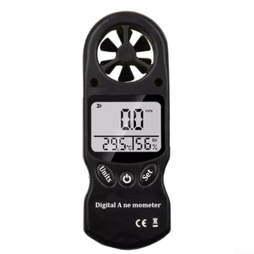 Tragbarer Windgeschwindigkeitsmesser, Temperatur, Luftfeuchtigkeit, genaue Messung, mehrere Einheiten (schwarz) von CARMOTTER