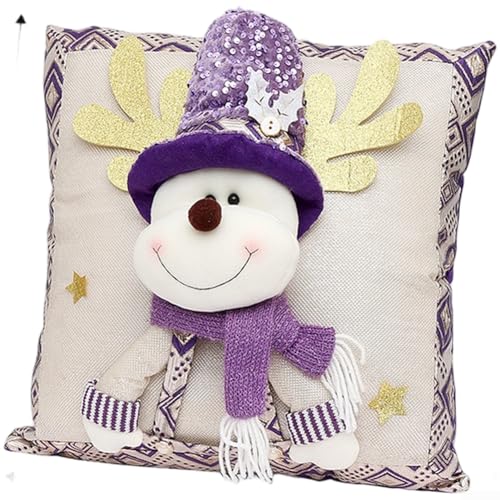 Weihnachtlicher Glitzer-Zylinderhut-Kissenbezug, Weihnachtsmann, Schneemann, Elch, Sofakissen, Heimdekoration (Moose) von CARMOTTER