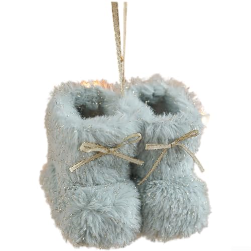 Weihnachts-Plüsch-Stiefel, Mini-Ornament-Set zum Aufhängen für Baum, Urlaub, saisonales dekoratives Stoffmaterial (blau) von CARMOTTER