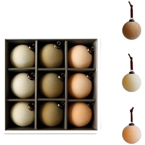 Weihnachtskugel-Set, Samt, Plüsch, 8 cm Durchmesser, europäisches Design, Weihnachtsbaumschmuck, 9 Stück Weihnachtskugel-Set, Samt, Plüsch, 8 cm Durchmesser, europäisches Design, Weihnachtsbaumschmuck, 9 Stück von CARMOTTER