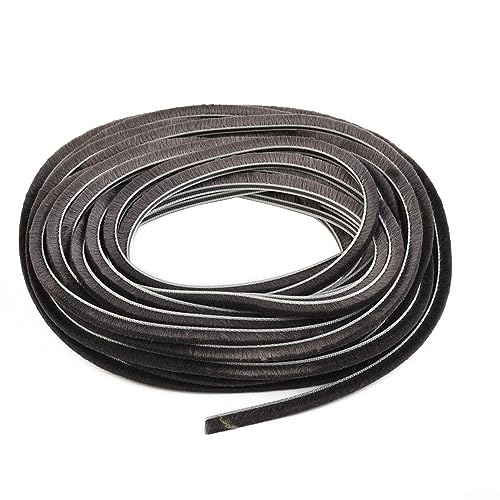Bürsten-Wetterabisolierung, 5 mm (B) x 6 mm (T)/10 m, Wetterstreifen, Zugluftstopper, hochdichter Rahmen, Bürstendichtung, Zugluftstopper, für Türen, Fenster und Duschglasspalten von CARMOTTER