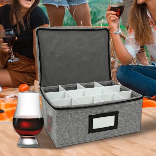 Whiskyglas-Aufbewahrungsbehälter, Weinglas-Aufbewahrungsbox mit Trennwänden und Griffen von CARMOTTER