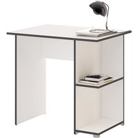 Caro-möbel - Schreibtisch kuba in weiß/grau mit 2 Ablageflächen von CARO-MÖBEL