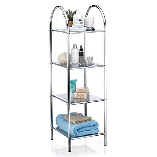 Badregal Standregal Haushaltsregal Handtuchregal SECA aus verchromtem Metall mit 4 Ablagen von CARO-Möbel