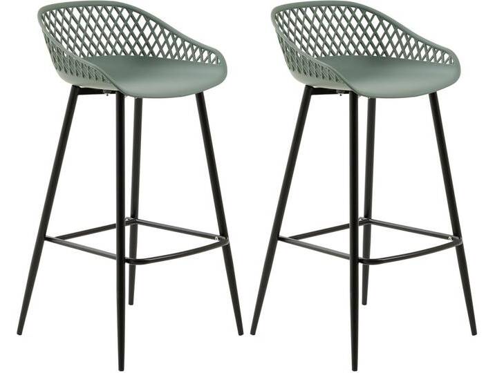 Barhocker IREK im 2er Set, Kunstoff in olivgrün von CARO-Möbel